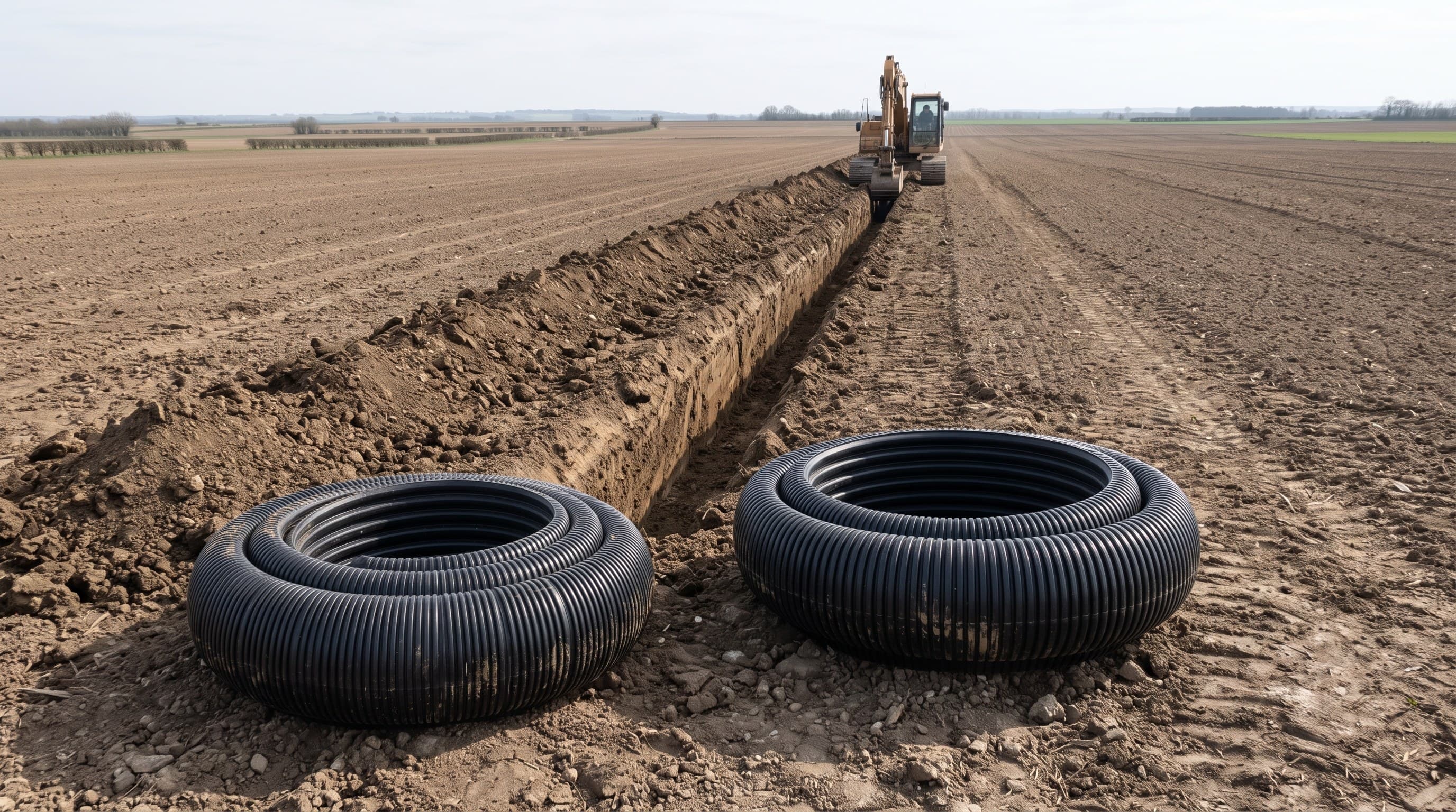 Drainage agricole à Mirebeau