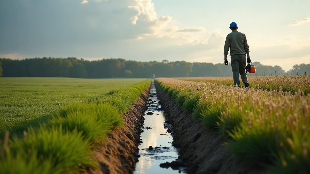 Sondage ponctuel sur un ancien réseau de drainage lors d'un diagnostic dans le Poitou
