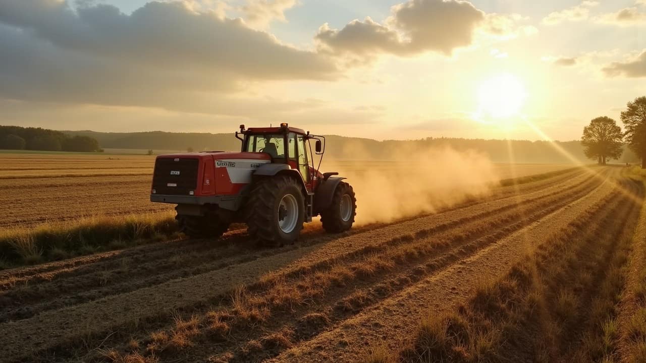 Traces d'ornières laissées par le passage d'un engin agricole dans une parcelle après une période humide, secteur du Poitou